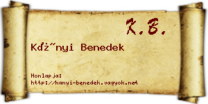 Kányi Benedek névjegykártya